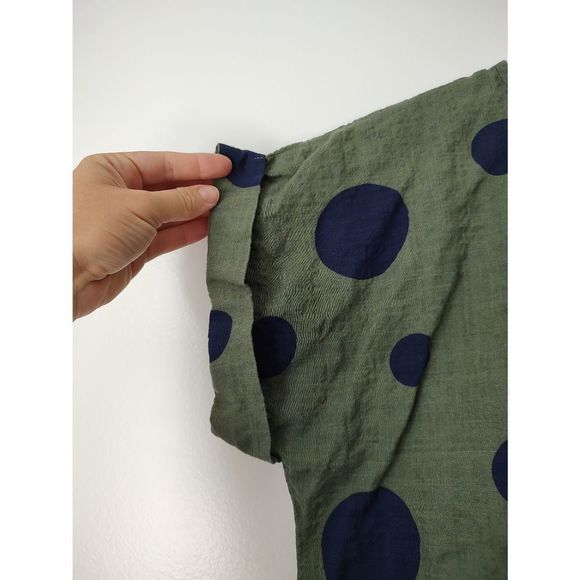 Emery Rose blouse size medium green blue polka dots cap sleeve - Picture 4 of 6